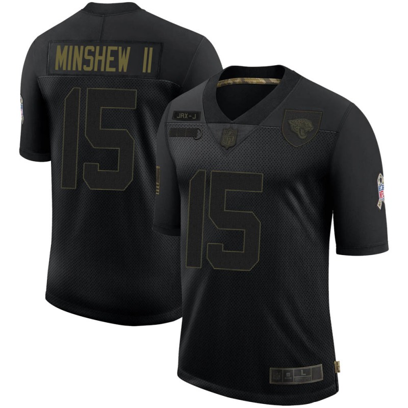 Men's Jacksonville Jaguars #15 Gardner Minshew II 2020 Black Slute To Service Limited Stitched Jersey
